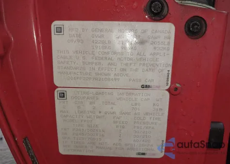 1994 Chevrolet Camaro Z28 z USA, uszkodzony, nr VIN 2G1FP22P7R2108499